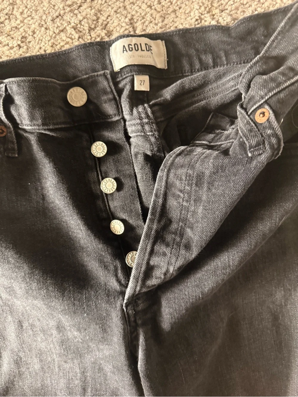 #AGOLDE Nico Slim Jeans Faded Black Distressed